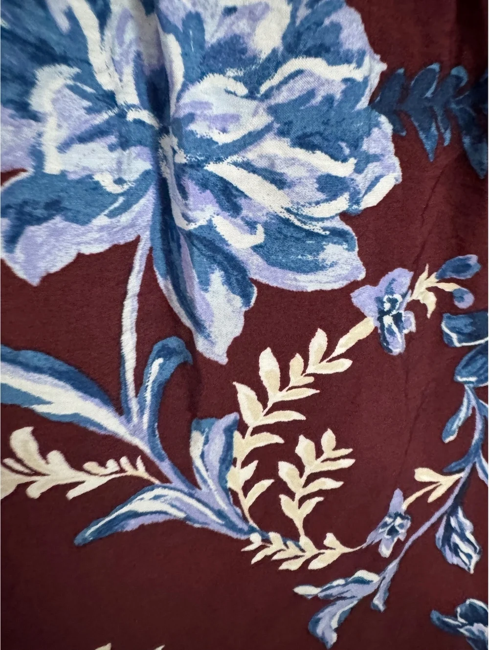 Terra & Sky Women's 4X Floral Print Midi Dress Burgundy Blue Cottagecore Boho - Picture 2 of 9